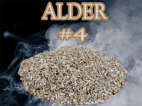 Alder Minuto®- no 4 is the larger sized chip ranging in sizes&nbsp; ge 4 mm and le 5mm.&nbsp; Deep&nbsp; rich color but mild in its smoky flavor! 